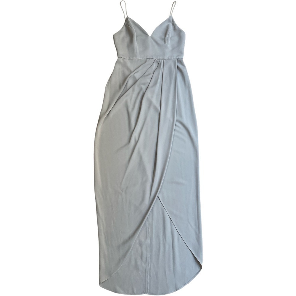 Shona Joy Gray Midi Dress Size 2 Draped Slip Bridesmaid Formal